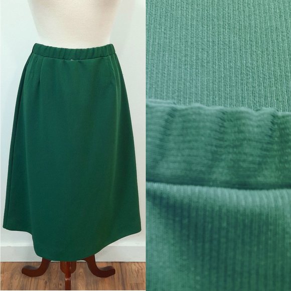 Vtg 70s green jersey knit skirt - Graff brand - Picture 1 of 9